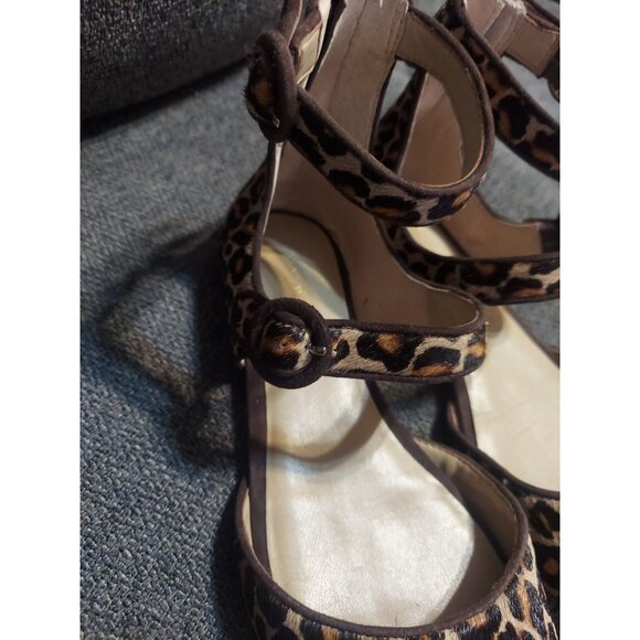 Ann Taylor Ivette Hcalf Mary Jane Flat M Size 6.5 Multi Brown Summer Sandals - Picture 5 of 7